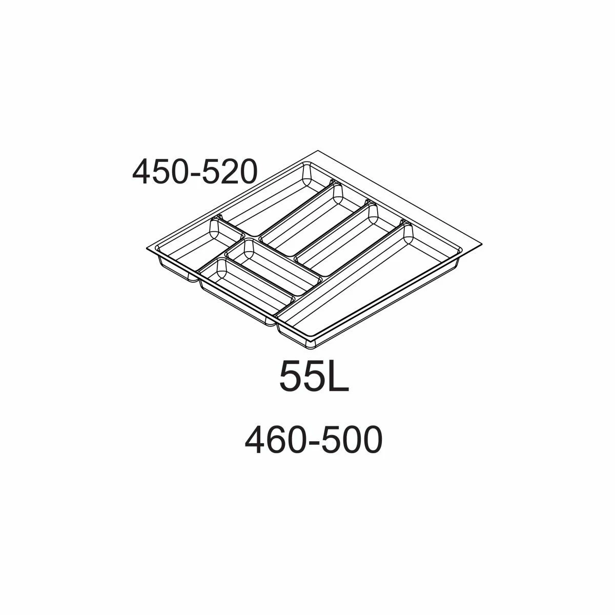 556.57.425, Лоток для столовых приборов в базу шир. 550 (490x490x55) антрацит, 030203, <1>